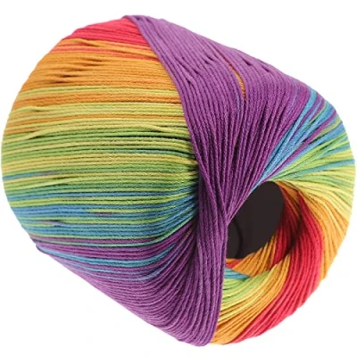 Image of Healifty 1 Roll Crochet Yarn Knitting Cotton Gradient Kaleidoscope for DIY Hats Sweater Scarf Gloves Rainbow
