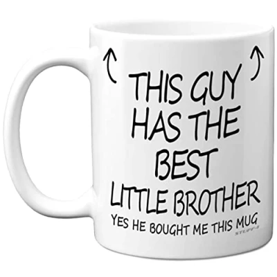 Image of Stuff4 This Guy Has The Best Little Brother Mug Gifts, 11oz Ceramic Dishwasher Safe Coffee Mugs Sibling Big Gifts for Birthday, Christmass, Premium Cup Made in UK