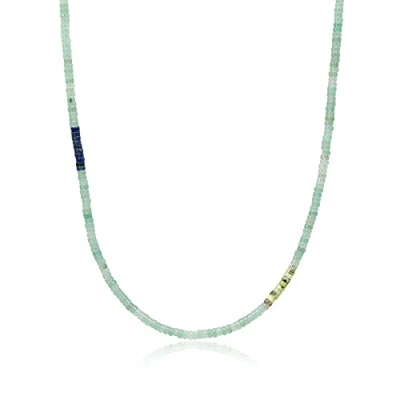 Image of COAI Mens Womens Heishi Genuine Green Aventurine Stone Beaded Necklace 65cm