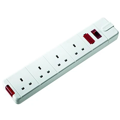Image of Masterplug SWFG4W MP Four Socket Trailing with Power Switch, without Plug and Cable, 13 Amp, White