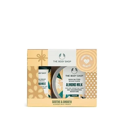 Image of The Body Shop Soothe &amp; Smooth Almond Milk Treats Care Holiday Gift Set, Vegan, 2 Piece Set