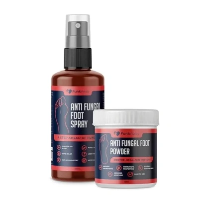 Image of Anti Fungal Foot Spray &amp; Powder Set Complete Care Solution Relieves Itching, Cracked Skin Odor Fast Acting Antifungal Formula with Natural Ingredients 200ml + 100g