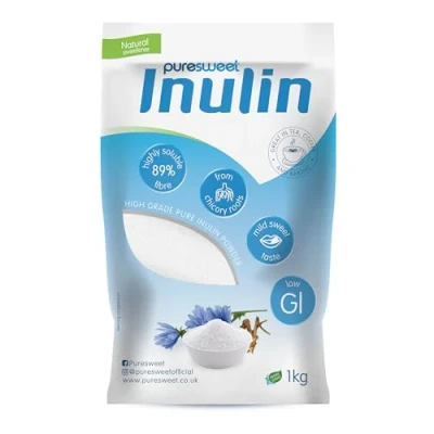 Image of Puresweet® Premium Inulin Prebiotic Fibre Powder 1kg Chicory Root, 100% Pure Inulin, Highly Soluble, Made in The EU, Fructo Oligosaccharide (FOS), Gluten Free, Vegan.