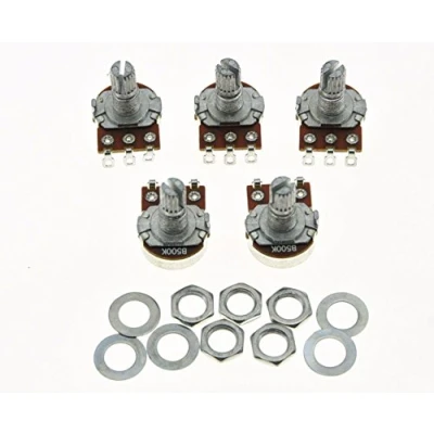 Image of Dopro 5x Linear 500K 16mm Base Guitar Mini Pots w/Short Split Shaft Potentiometers B500K