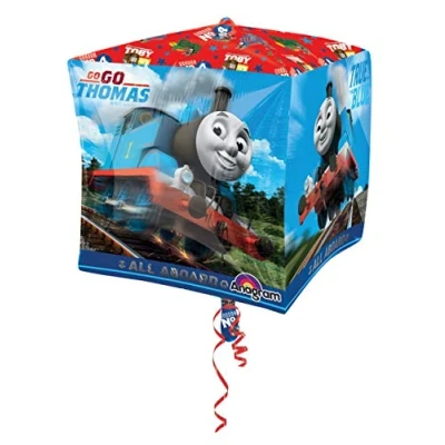 Image of Amscan 2846301 Cube Thomas Foil Balloon Party Decoration 1 Pc, Multicolor, 15&quot;