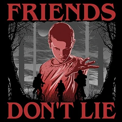 Image of Pyramid International Stranger Things Canvas Print with Friends Don&#039;t Lie Quote 30cm x 40cm Official Merchandise