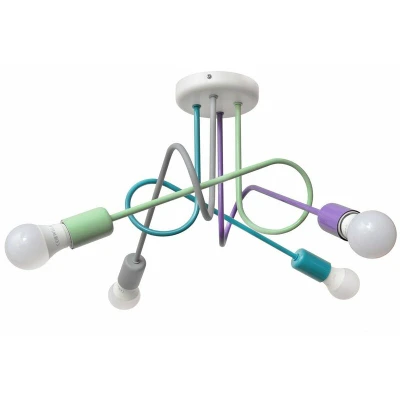 Image of Oxford Multi Arm Semi Flush Ceiling Light Grey, Turquoise, Minth, Violet 44cm