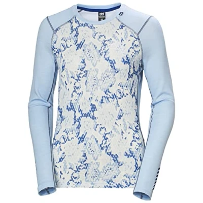 Image of Helly Hansen Women&#039;s Lifa Merino Midweight Graphic Crew Shirt, Blue, S UK