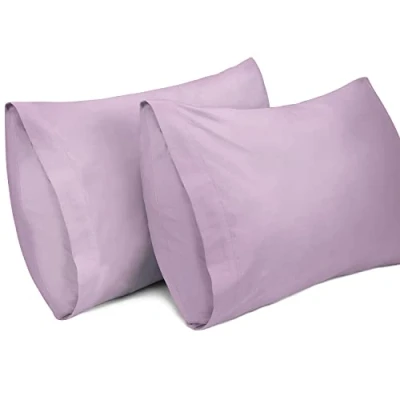 Image of Lirex 2 Pack Pillow Cases, 100% Cotton 400 Thread Breathable Pillowcases Covers, 50 x 75 cm Queen Size, Light Purple