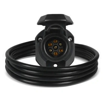 Image of AOHEWEI 7 Pin Pre wired Socket Trailer Connectors Way with 2M Core Cable Electrics Adapter for Truck RV Caravan or Other Commercial Vehicle