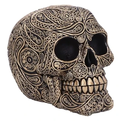 Image of Nemesis Now Paisley Skull 11.5cm, Resin, Black and Gold, Pattern Ornament, Macabre Home Décor, Cast in the Finest Expertly Hand Painted