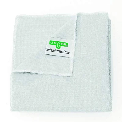 Image of UNGER ME40W MicroWipe Microfibre Cloth Lint Free Cleaning Cloths Kitchen, Bathroom, Car &amp; Window Products Lasts 200 Washes 40 x cm SmartColor White