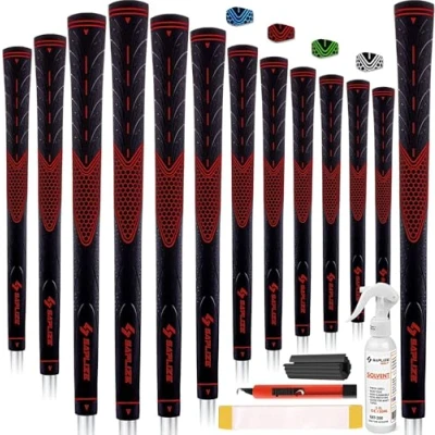 Image of SAPLIZE Golf Grips Set of 13 with Complete Regripping Kit, Midsize, Rubber Club Grips, Blue