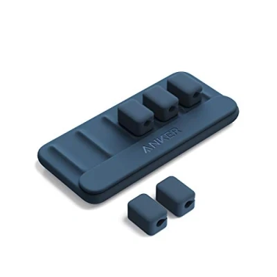 Image of Anker Cable Management, Magnetic Holder, Desktop Ties, 5 Clips for Lightning Cable, USB C , Micro Sticks to Wood, Marble, Metal and Glass (in Blue)