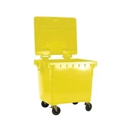 Image of Wheelie Bin With Flat Lid 1100 Litre Yellow
