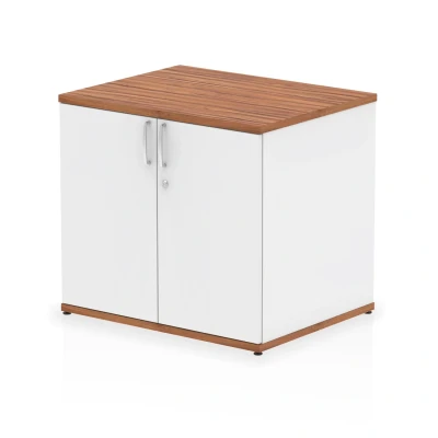 Image of Impulse 600mm Deep Desk High Cupboard Walnut and White