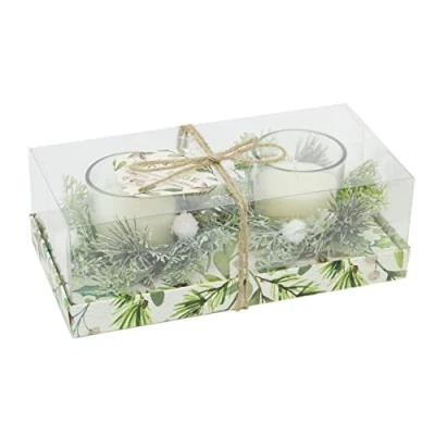 Image of Fig and Wood Sage Scented Candle Christmas Table Centrepiece 2 Piece Wreath Pot Ornament Xmas Fragrance