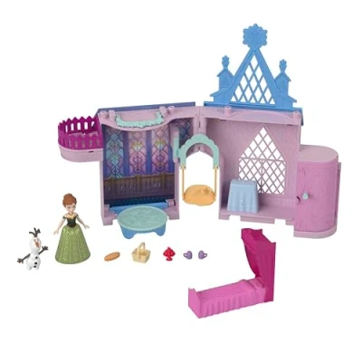 Image of Mattel Disney Frozen Storytime Stackers Playset, Anna’s Arendelle Castle Dollhouse with Small Doll, Olaf and 7 Accessories, Inspired by Movies, JDP65