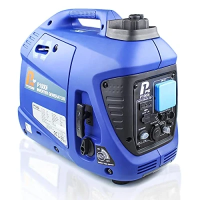 Image of P1 P1000i Petrol Generator for Portable Power. 1000W Powered by Hyundai. Ultra Quiet 4 Stroke Lightweight Suitcase Inverter. Pure Sine Wave. 2 Year Warranty, Blue