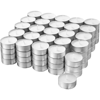 Image of simpa 200 Unscented White Wax Tealights Candles 4 Hour Burn Time