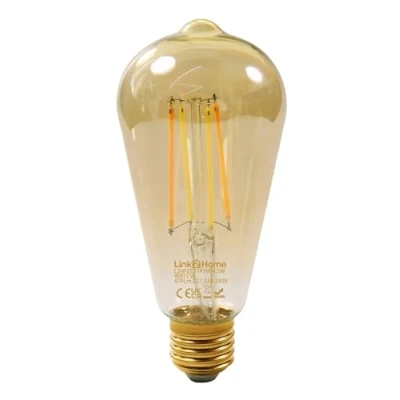 Image of Link2Home E27 WiFi LED Filament ST64 Lamp Smart Light Bulb Dimmable, Wide Spectrum White Light, Compatible with Alexa and Google Voice Control