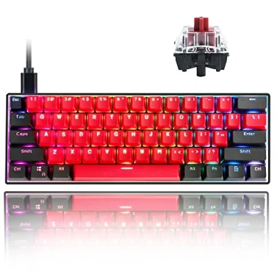 Image of Guffercty kred Gk61 60% Mechanical Keyboard Linear Red Switch Hot Swappable 60 Percent RGB Wired Gaming with Backlit PBT Keycaps Type C for Win/PC/Mac (Gateron Optical Red, Milan)