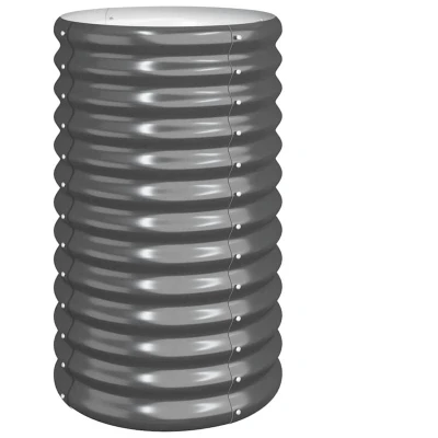 Image of vidaXL Garden Planter in Anthracite Powder Coated Steel Round Shape with Ample Planting Space, Suitable for Outdoor Use 40x40x68 cm