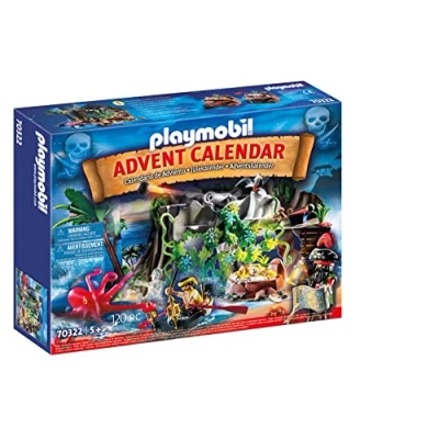 Image of Playmobil 70322 Pirates Advent Calendar with Cannon and Treasure, for Children Ages 5+, Fun Imaginative Role Play, PlaySets Suitable 4+
