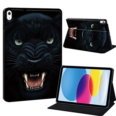 Image of Printed Tablet Case for iPad 10th Generation 2022 10.9 Inch, Slim Hard Back Gen Cover Protective Smart Stand 10 10.9&quot; (black panther)
