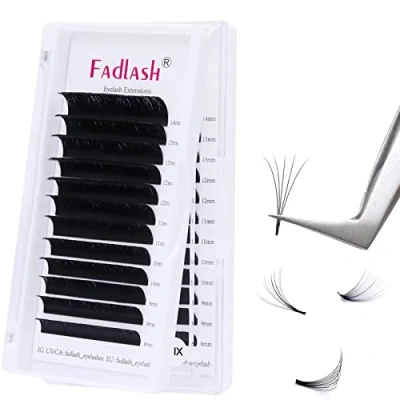 Image of Fadlash Easy Fan Lashes C Curl 0.07 8 14mm Mixed Length Russian Natural Look Self Fanning Eye Automatic Blooming Eyelashes Extensions(0.07 814)