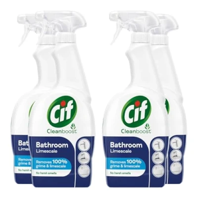 Image of Cif Cleanboost Power &amp; Shine Bathroom Spray 100% soap scum limescale removal for cleaning ceramic, chrome, enamel, plastic, and stainless steel surfaces 700 ml Bulk Buy (4)