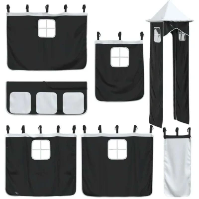 Image of vidaXL Curtains for Loft Bed with Tower White and Black Polyester