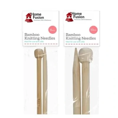 Image of 2 Packs Of Bamboo Knitting Needles One Each 6mm (size 4) and 10mm Size (000)
