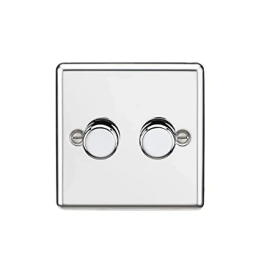 Image of KnightsBridge 2G 2 way 10 200W (5 150W LED) trailing Edge dimmer Rounded Polished Chrome