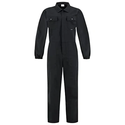 Image of BWOLF ANAX 100% Cotton Boiler Suit Overalls Men Work Utility &amp; Safety Coveralls with Multifunctional Pockets and Zipper Black XL