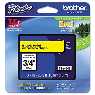 Image of Brother TZe 325 White on Black Label Tape (White Black, TZe, Brother, 9mm, 8m, 1 Piece)