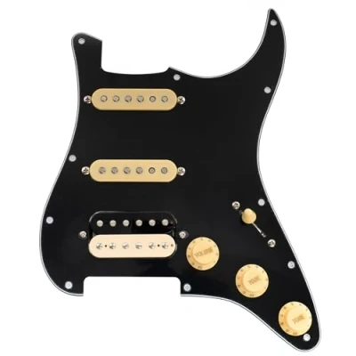 Image of Musiclily Pro SE ST HSS 60SE Pre wired Standard Pickguard with Alnico 5 Magnet Pickups Way Super Switch for Style Electric Guitar, 3ply Black Zebra Bridge Pickup