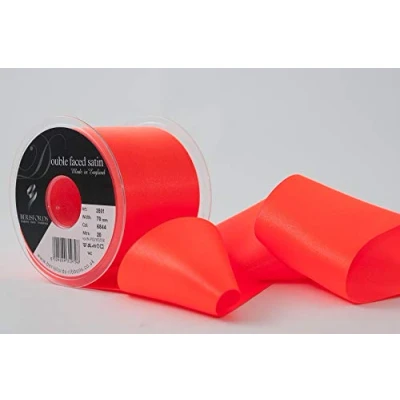 Image of Berisfords 70 mm Double Faced Polyester Satin Ribbon, Flo Orange