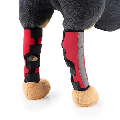 Image of Zunea Dog Canine Rear Leg Brace with Safety Reflective Strap Hind Compression Sleeve Hock Joint Wrap Protector and Extra Supportive for Stability, Wound Injury, Sprain Healing Red L