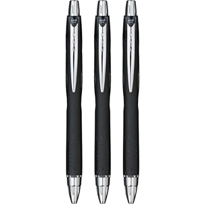 Image of uni ball SXN 210 Jetstream RT Rollerball Pens, Black Smudge Resistant and Tamper Free Ink, 1.0mm Ball, Rubberized Grip, Package of 3
