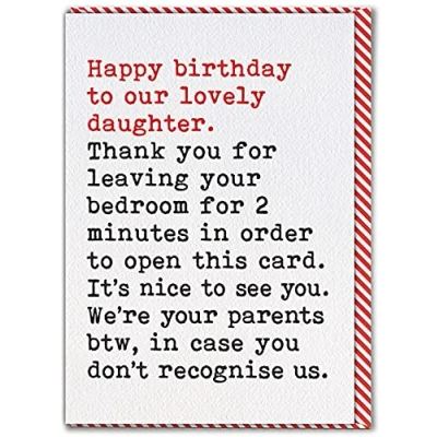 Image of Brainbox Candy Funny Birthday Card For Daughter &#039;Nice To See You&#039; Cheeky Joke From Mum Dad Parents