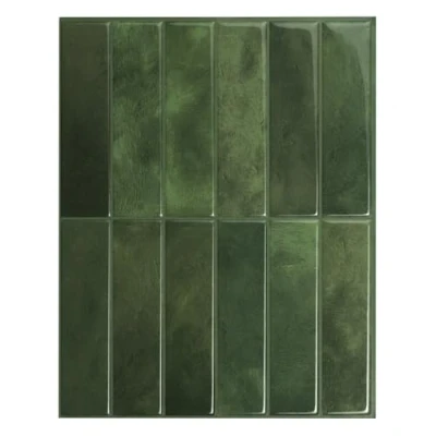 Image of Smart Tiles Self adhesive wall tiles, tile stickers for kitchen &amp; bathroom, Green stick on peel and splashback, 5 sheets, 29.03cm x 22.86cm