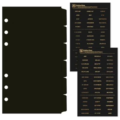 Image of DY.2ten Black Dividers for 6 Ring Binder, Tab Sturdy Plastic Dividers, A6 Index Divider, Hole Binder Insertable Notebook Planner Binders