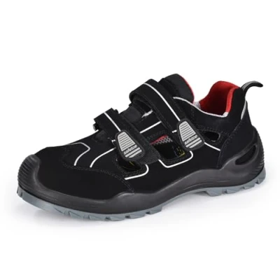 Image of Safetoe Safety Sandals 7518 Genuine Cow Leather S1P Anti static Slip Resistant Sole Memory Foam Insoles Steel Toe Cap nail Plate Summer Shoes Adjustable Fast Wearing Size UK8 / EU42