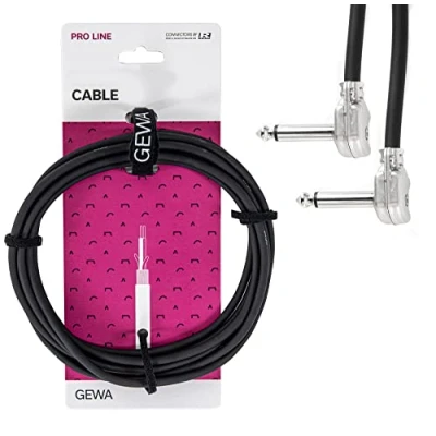 Image of GEWA patch cable Pro Line 0.5m, black, REAN plug, 6.3 mm right angle jack mono mono, 190693