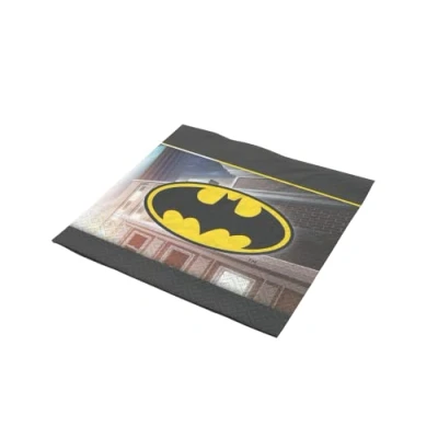 Image of Party Factory &#039;Batman&#039; 20 Paper Napkins, 33 x cm, Colourful, 3 Ply, Disposable Napkins for Children&#039;s Birthday or Theme
