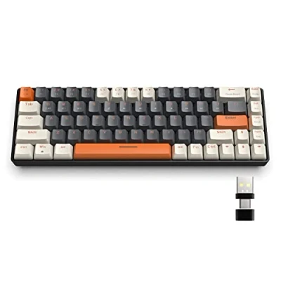 Image of YINDIAO K68 60% Wireless Mechanical Gaming Keyboard,Bluetooth 5.0/2.4Ghz,Dual mode 2 in 1 USB C Receiver,Hot Swappable,68 Keys Compact US Layout,Power Saving,Blue Switch,for PC,Mac (Milk Shake)