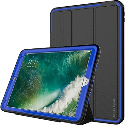 Image of TECHGEAR D FENCE Case fits Apple iPad Air 3 2019, Pro 10.5&quot;, Shockproof Tough Rugged Protective Armour Smart with Detachable Screen Cover/Stand Kids Schools Builders Workman Case, Blue
