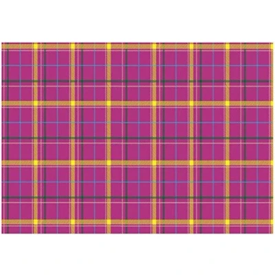 Image of Tartan Scottish Plaid Pink Background Wallpaper A4 Personalised Easy Peel PRECUT Icing Sheet Cake Topper Birthday