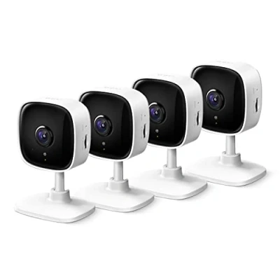 Image of Tapo TP Link 2K Security Camera for Baby Monitor, Dog w/Motion Detection, 2 Way Audio Siren, Night Vision, Cloud &amp; SD Card Storage, Works w/Alexa Google Home, 4 Pack C110P4